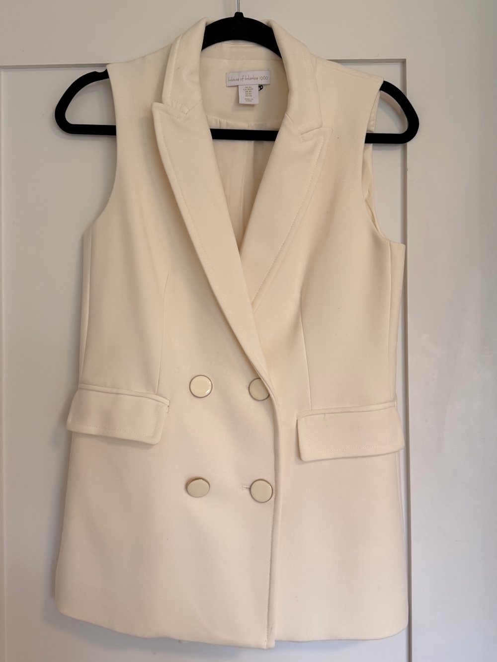 House of Harlow 1960 Cream Double Breasted Long Line Vest